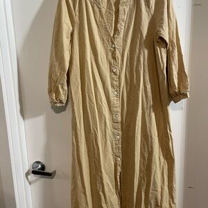 Casual Tan Button-Down Dress